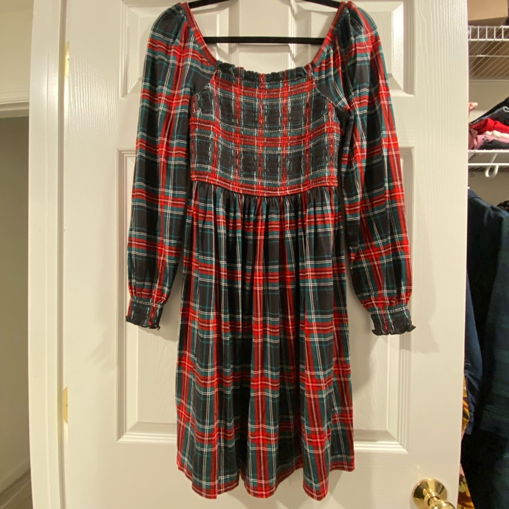 Draper James Red Black a Green Plaid Long Sleeve Christmas Dress